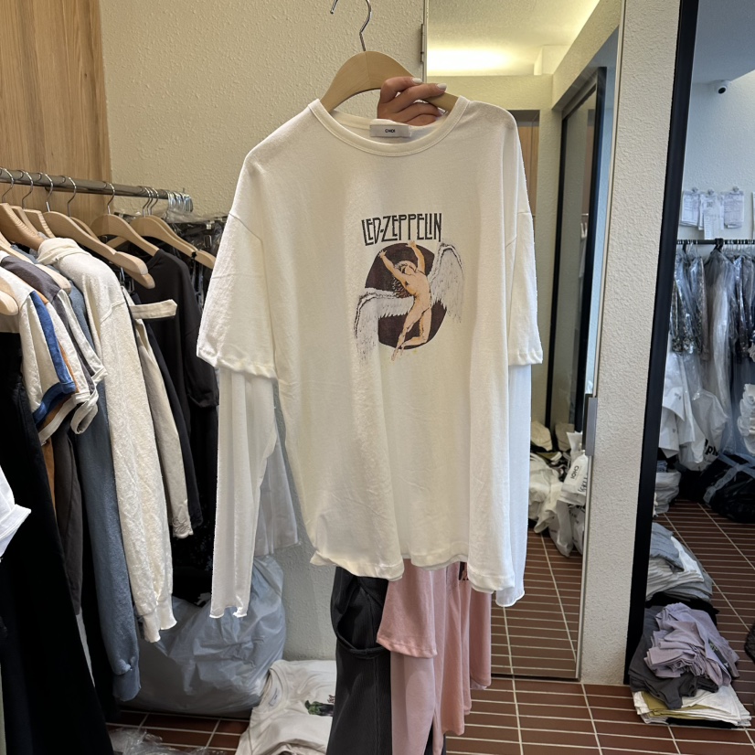 CHOI-L韓國直郵女士新款推薦休閑26春夏熱賣長袖T恤假兩件CHOI長袖T恤圖色1