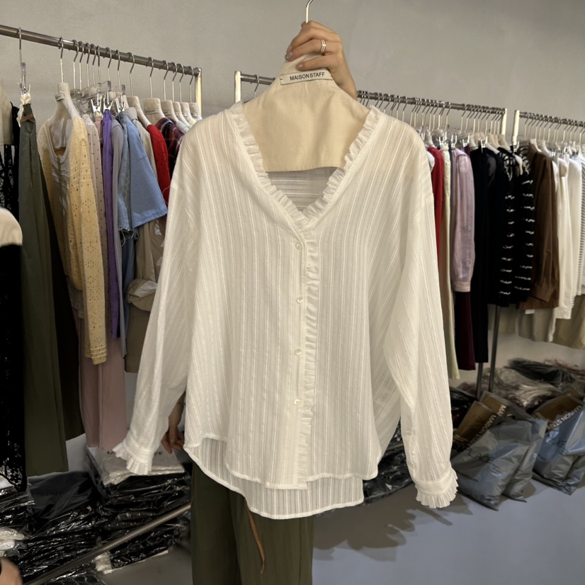 DOUBLE STANDARD/LE SMOKING/MAISONSTAFF韓國東大門直郵女裝新款職業襯衫蕾絲衫MAISONSTAFF襯衫/蕾絲衫圖色1