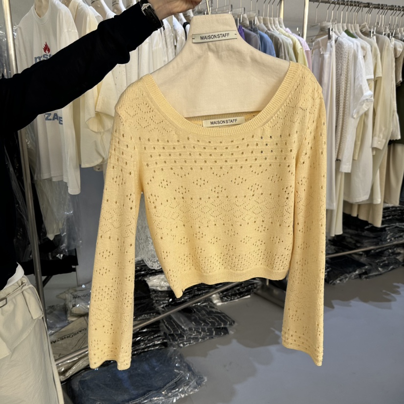 DOUBLE STANDARD/LE SMOKING/MAISONSTAFF韓國東大門代購女裝新品休閑針織衫船領MAISONSTAFF針織衫圖色2