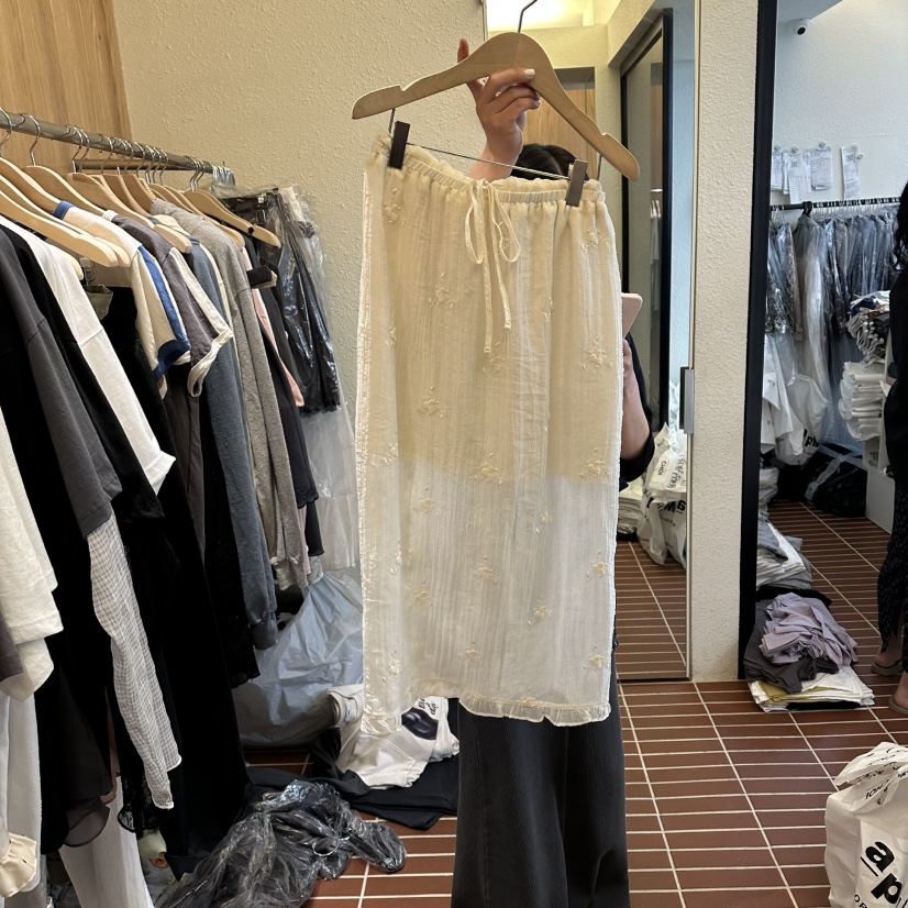 CHOI-L韓國直郵女裝新品時尚熱賣人氣26春夏職業長裙刺繡CHOI長裙圖色1