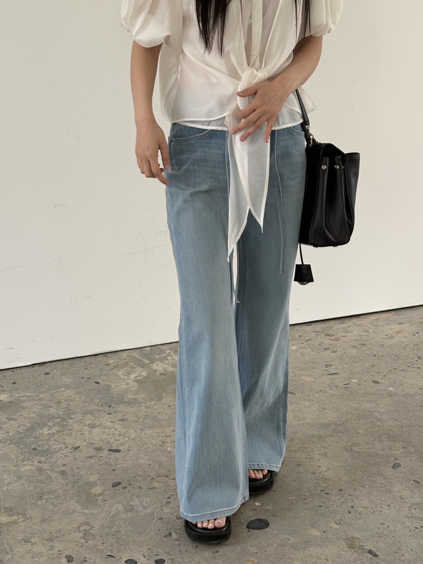 Verbena韓國東大門代購女士新款休閑熱賣牛仔褲含腰繩系帶Verbena牛仔褲