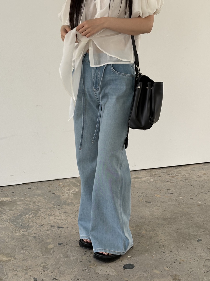 Verbena韓國東大門代購女士新款休閑熱賣牛仔褲含腰繩系帶Verbena牛仔褲