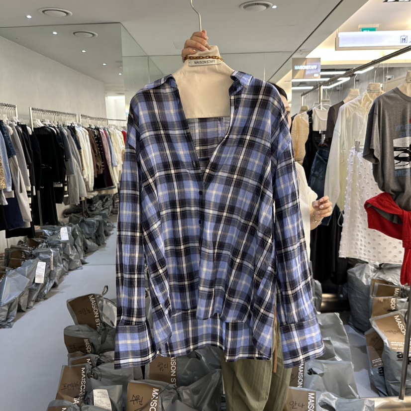 DOUBLE STANDARD/LE SMOKING/MAISONSTAFF韓國直郵女士新品推薦襯衫蕾絲衫格子MAISONSTAFF襯衫/蕾絲衫圖色1