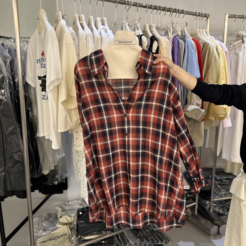 DOUBLE STANDARD/LE SMOKING/MAISONSTAFF韓國直郵女士新品推薦襯衫蕾絲衫格子MAISONSTAFF襯衫/蕾絲衫圖色2