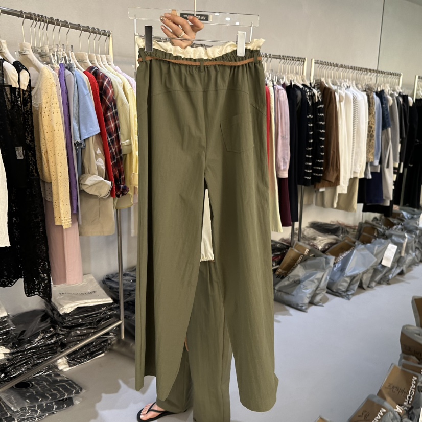 DOUBLE STANDARD/LE SMOKING/MAISONSTAFF韓國東大門直郵女裝新品職業休閑褲含腰繩MAISONSTAFF休閑褲