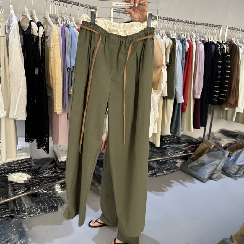 DOUBLE STANDARD/LE SMOKING/MAISONSTAFF韓國東大門直郵女裝新品職業休閑褲含腰繩MAISONSTAFF休閑褲圖色1