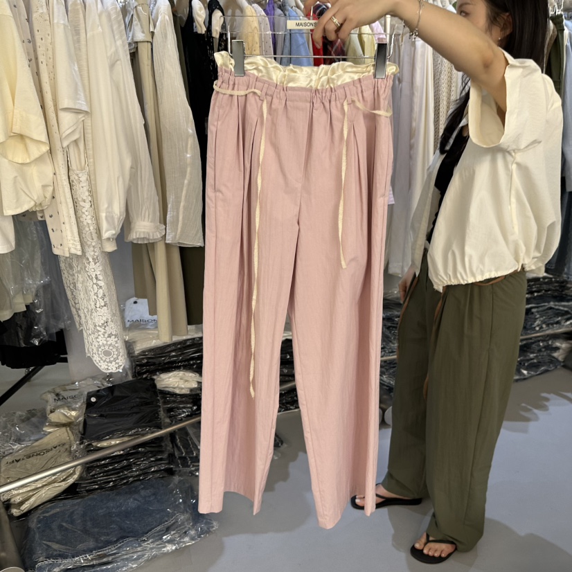 DOUBLE STANDARD/LE SMOKING/MAISONSTAFF韓國東大門直郵女裝新品職業休閑褲含腰繩MAISONSTAFF休閑褲圖色2