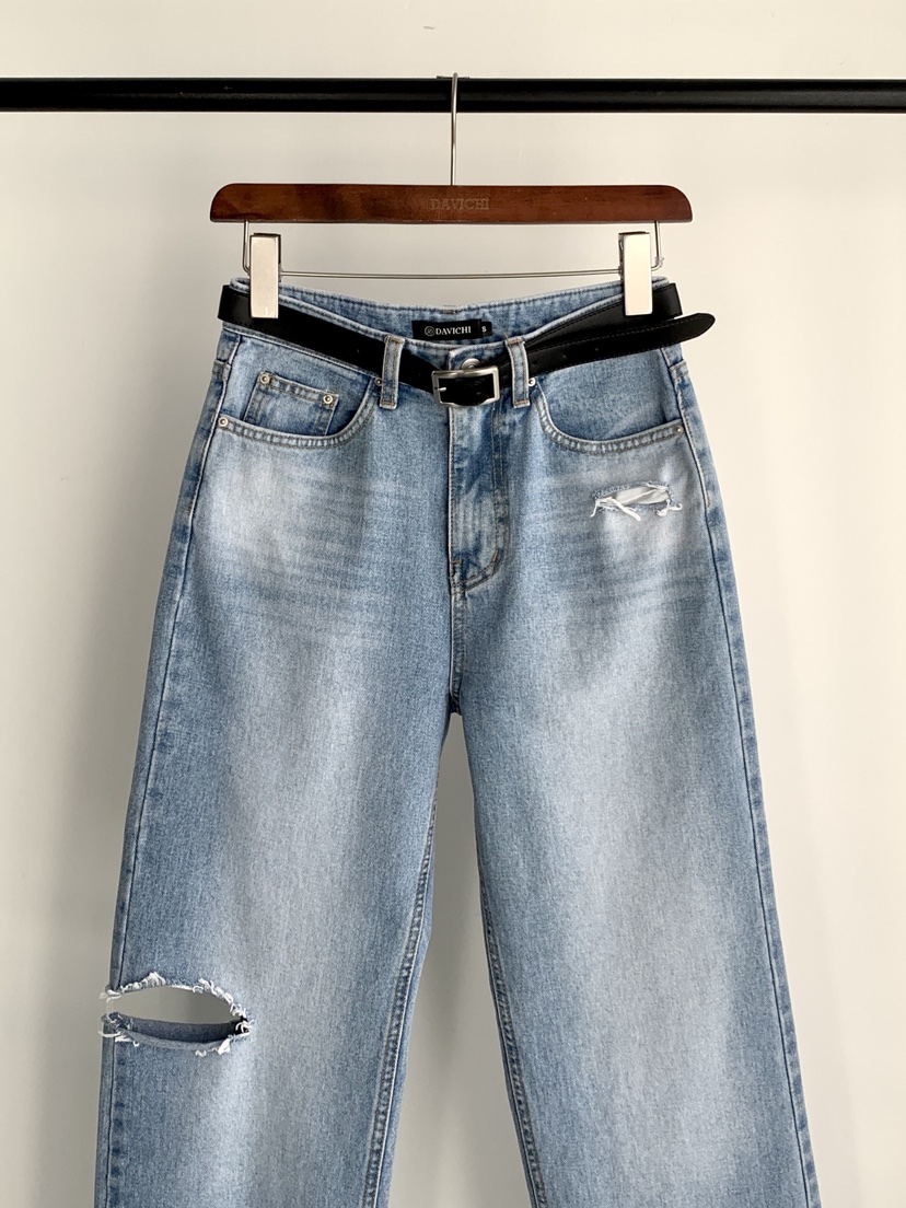DAVICHI/D.SECOND韓國直郵實拍女士新款推薦牛仔褲含隨機腰帶DAVICHI/D.SECOND牛仔褲