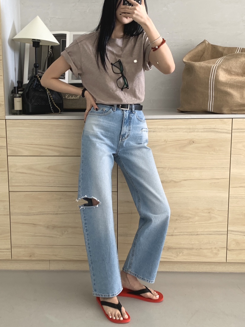 DAVICHI/D.SECOND韓國直郵實拍女士新款推薦牛仔褲含隨機腰帶DAVICHI/D.SECOND牛仔褲