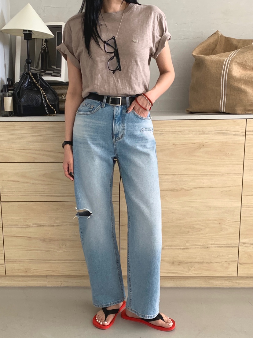 DAVICHI/D.SECOND韓國直郵實拍女士新款推薦牛仔褲含隨機腰帶DAVICHI/D.SECOND牛仔褲