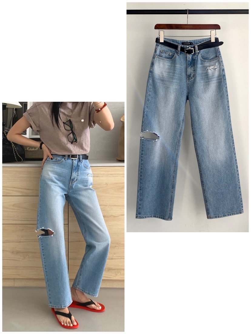 DAVICHI/D.SECOND韓國直郵實拍女士新款推薦牛仔褲含隨機腰帶DAVICHI/D.SECOND牛仔褲