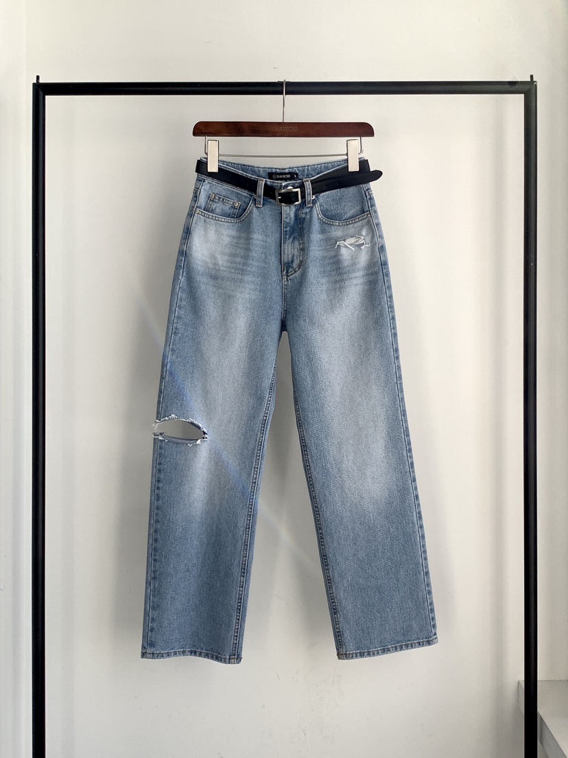 DAVICHI/D.SECOND韓國直郵實拍女士新款推薦牛仔褲含隨機腰帶DAVICHI/D.SECOND牛仔褲圖色1