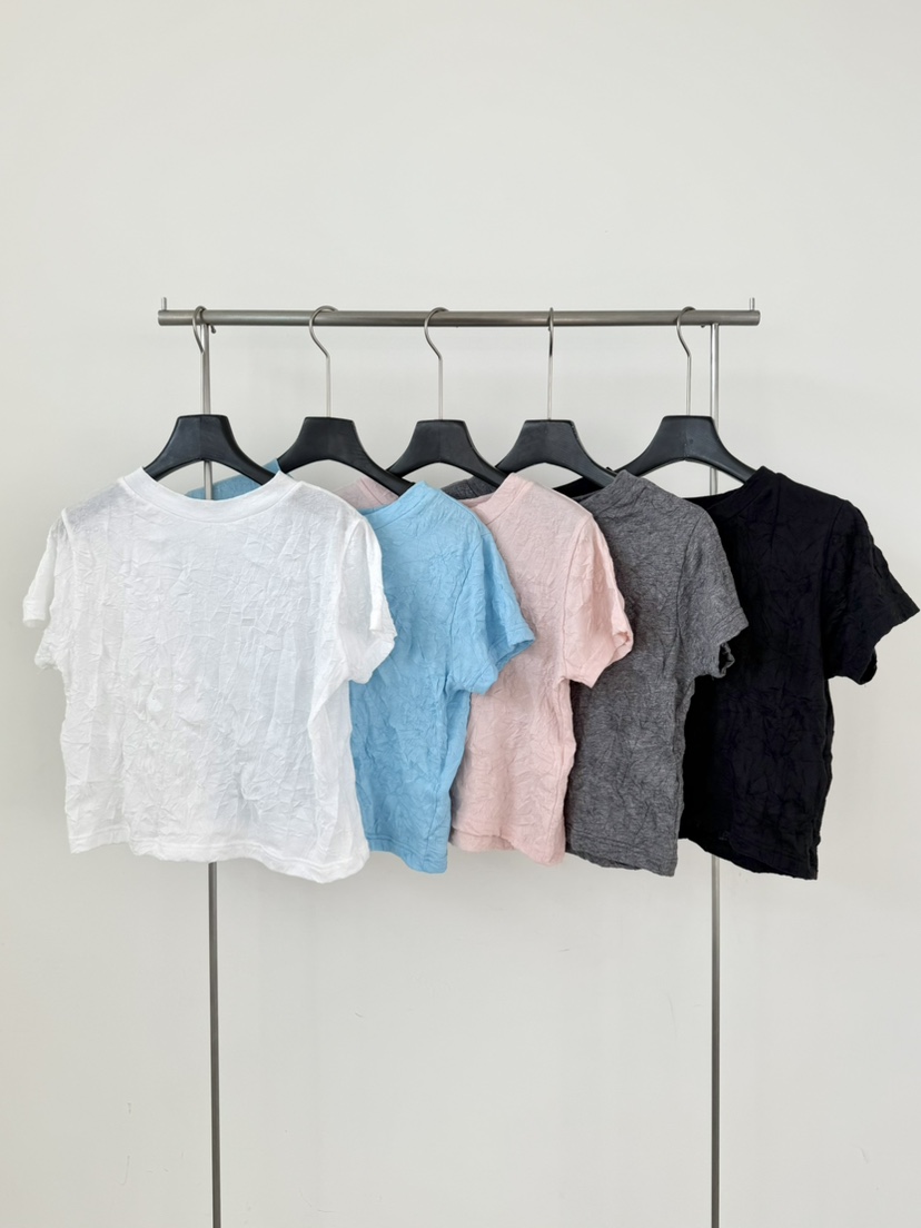 LE AVE韓國直郵實拍女士新品休閑26春夏熱賣推薦T恤褶皺LE AVET恤