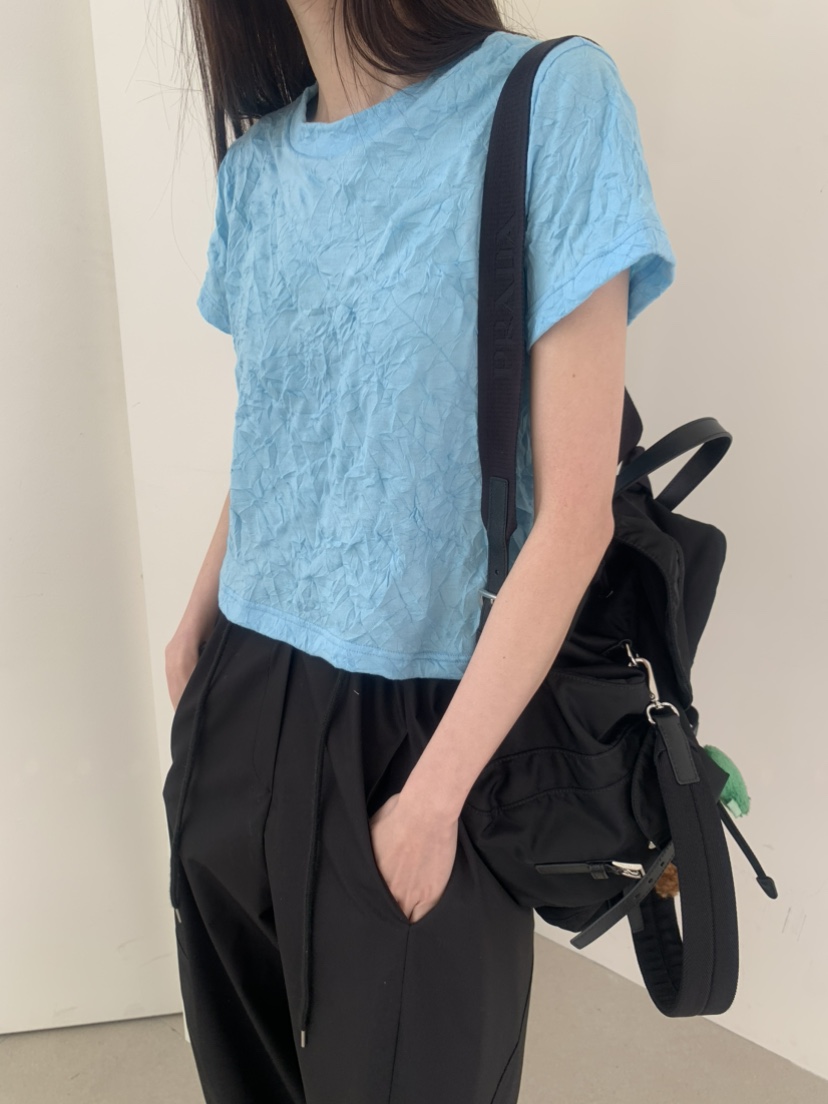 LE AVE韓國直郵實拍女士新品休閑26春夏熱賣推薦T恤褶皺LE AVET恤