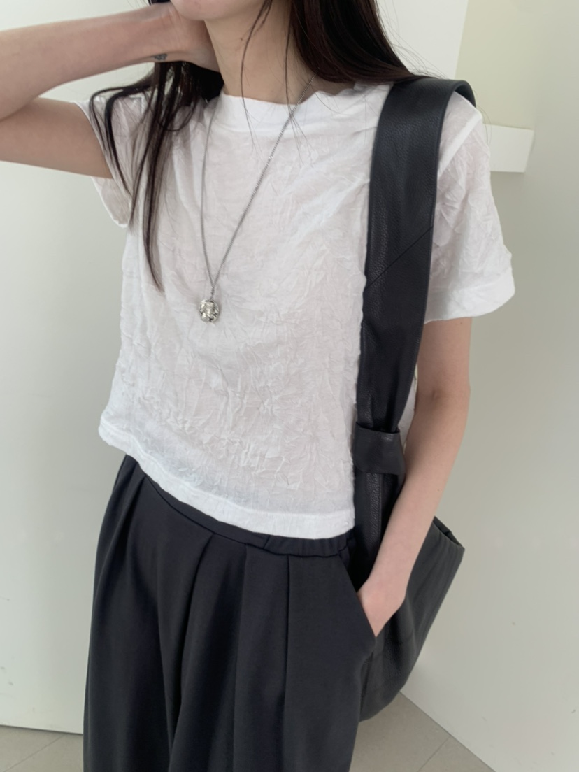 LE AVE韓國直郵實拍女士新品休閑26春夏熱賣推薦T恤褶皺LE AVET恤