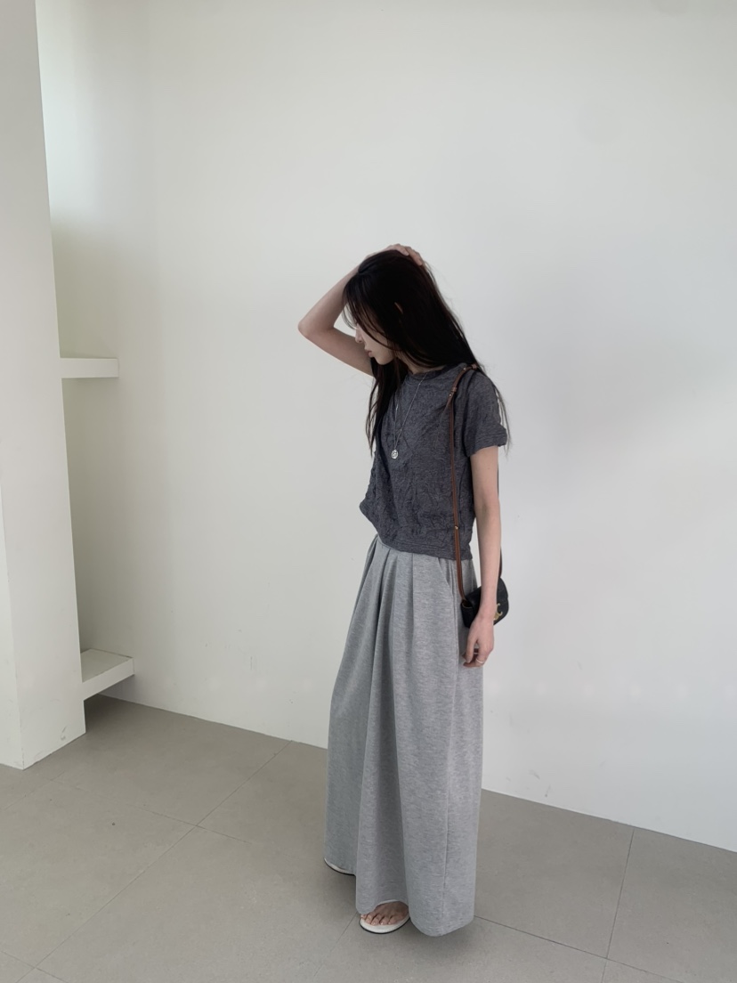 LE AVE韓國直郵實拍女士新品休閑26春夏熱賣推薦T恤褶皺LE AVET恤