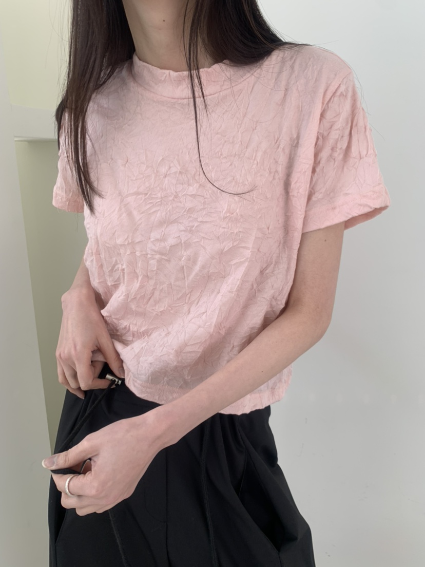 LE AVE韓國直郵實拍女士新品休閑26春夏熱賣推薦T恤褶皺LE AVET恤