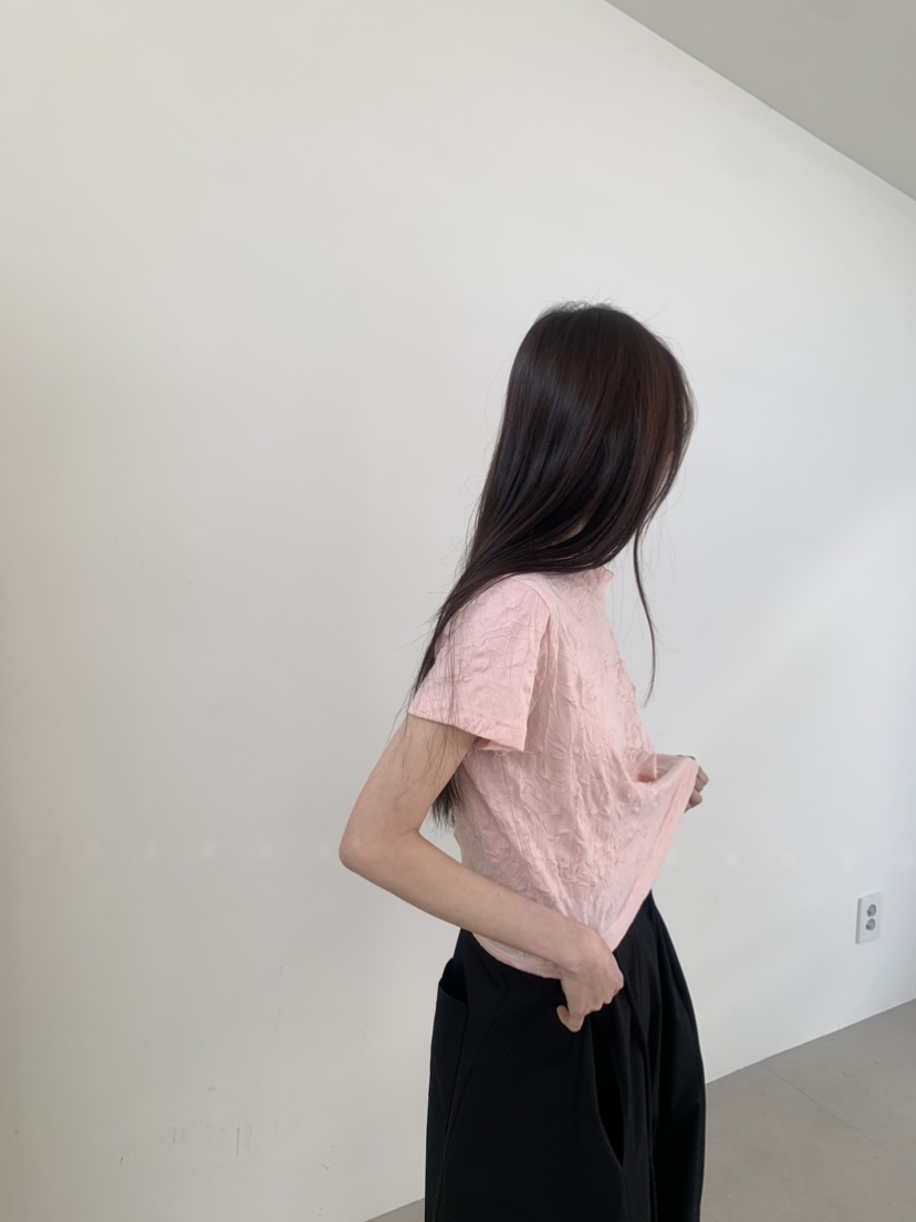 LE AVE韓國直郵實拍女士新品休閑26春夏熱賣推薦T恤褶皺LE AVET恤