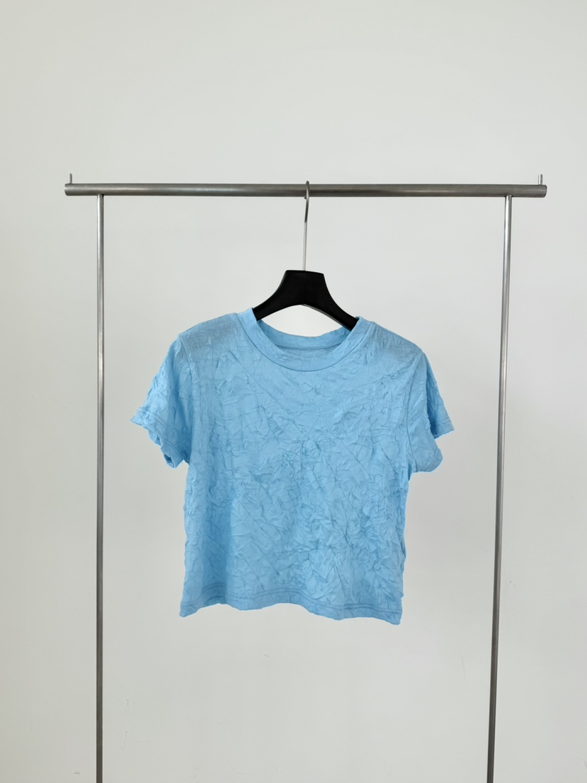 LE AVE韓國直郵實拍女士新品休閑26春夏熱賣推薦T恤褶皺LE AVET恤圖色1