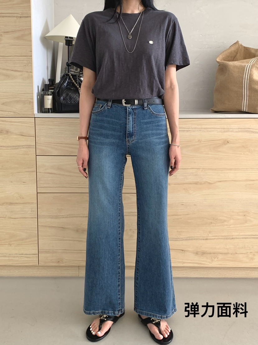 DAVICHI/D.SECOND韓國代購女士新款熱賣牛仔褲含隨機腰帶喇叭DAVICHI/D.SECOND牛仔褲