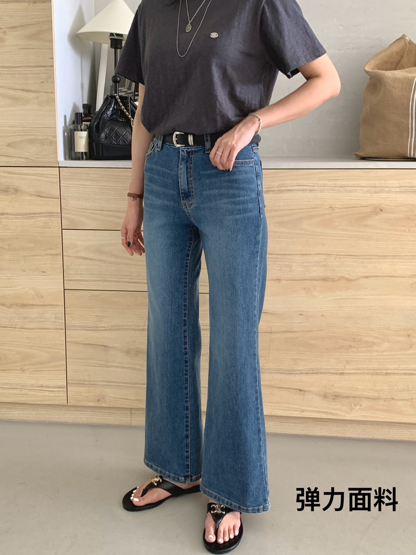 DAVICHI/D.SECOND韓國代購女士新款熱賣牛仔褲含隨機腰帶喇叭DAVICHI/D.SECOND牛仔褲