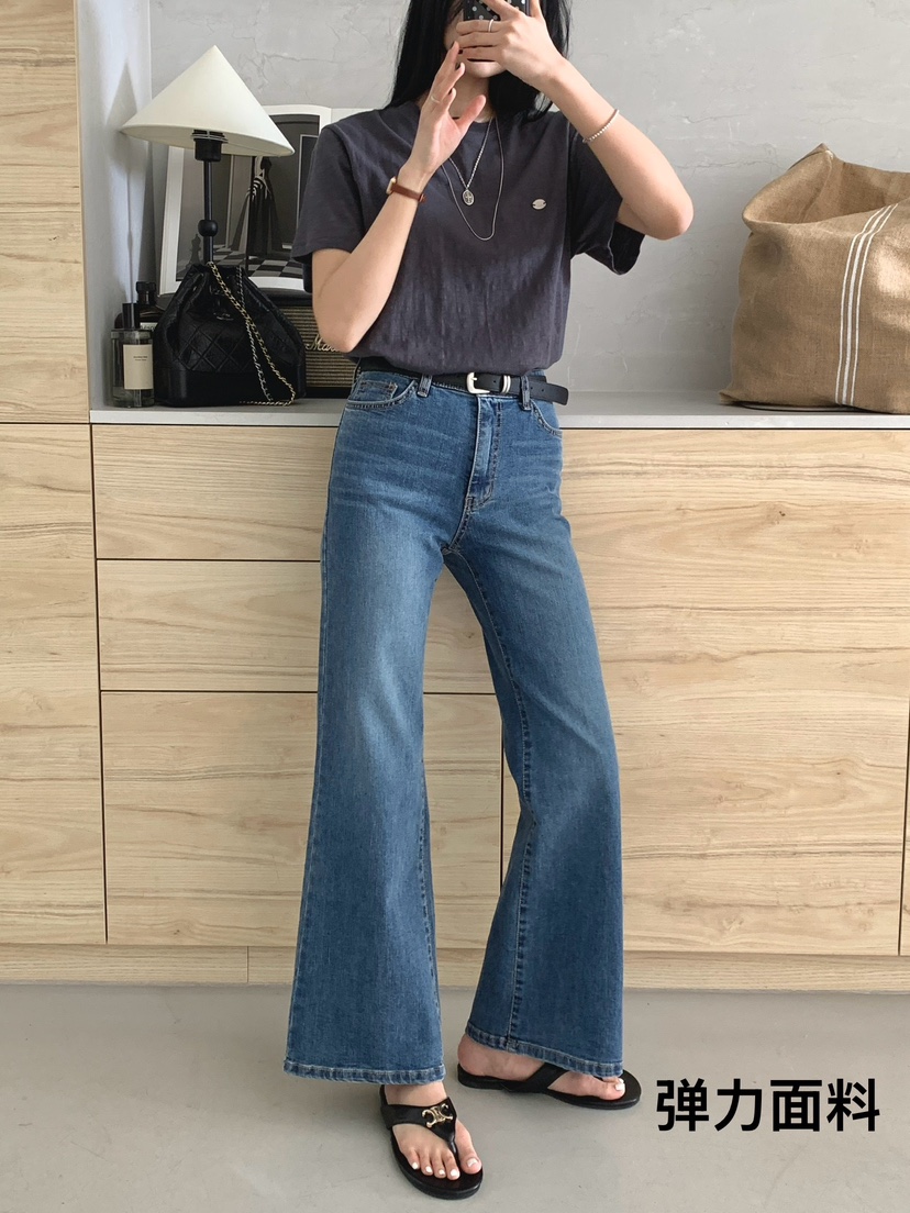 DAVICHI/D.SECOND韓國代購女士新款熱賣牛仔褲含隨機腰帶喇叭DAVICHI/D.SECOND牛仔褲