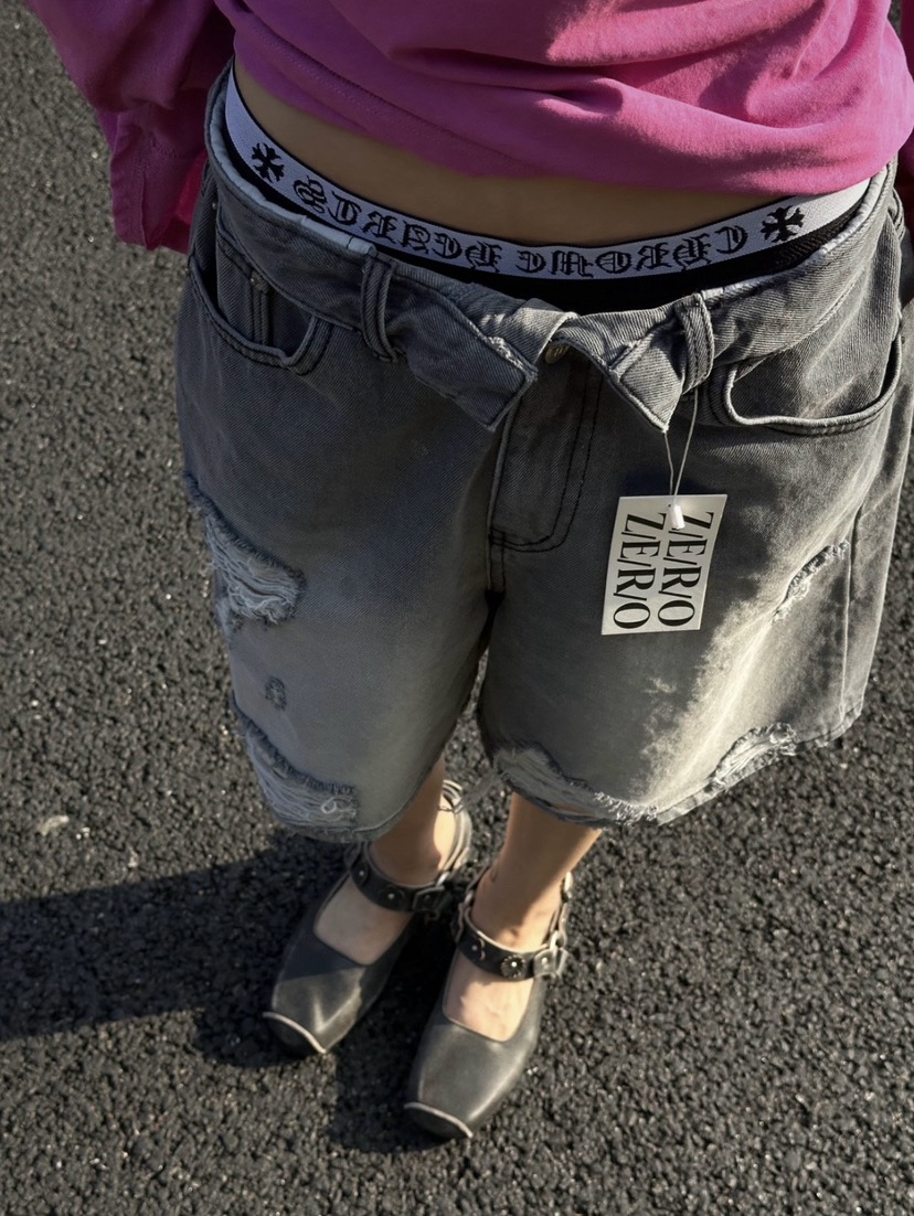 ZEROZERO韓國東大門代購女士新品休閑時尚熱賣26春夏短褲復古ZEROZERO短褲