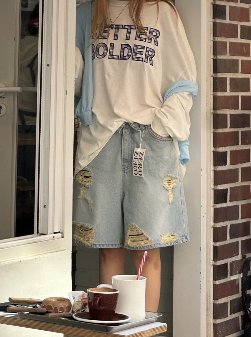 ZEROZERO韓國東大門代購女士新品休閑時尚熱賣26春夏短褲復古ZEROZERO短褲