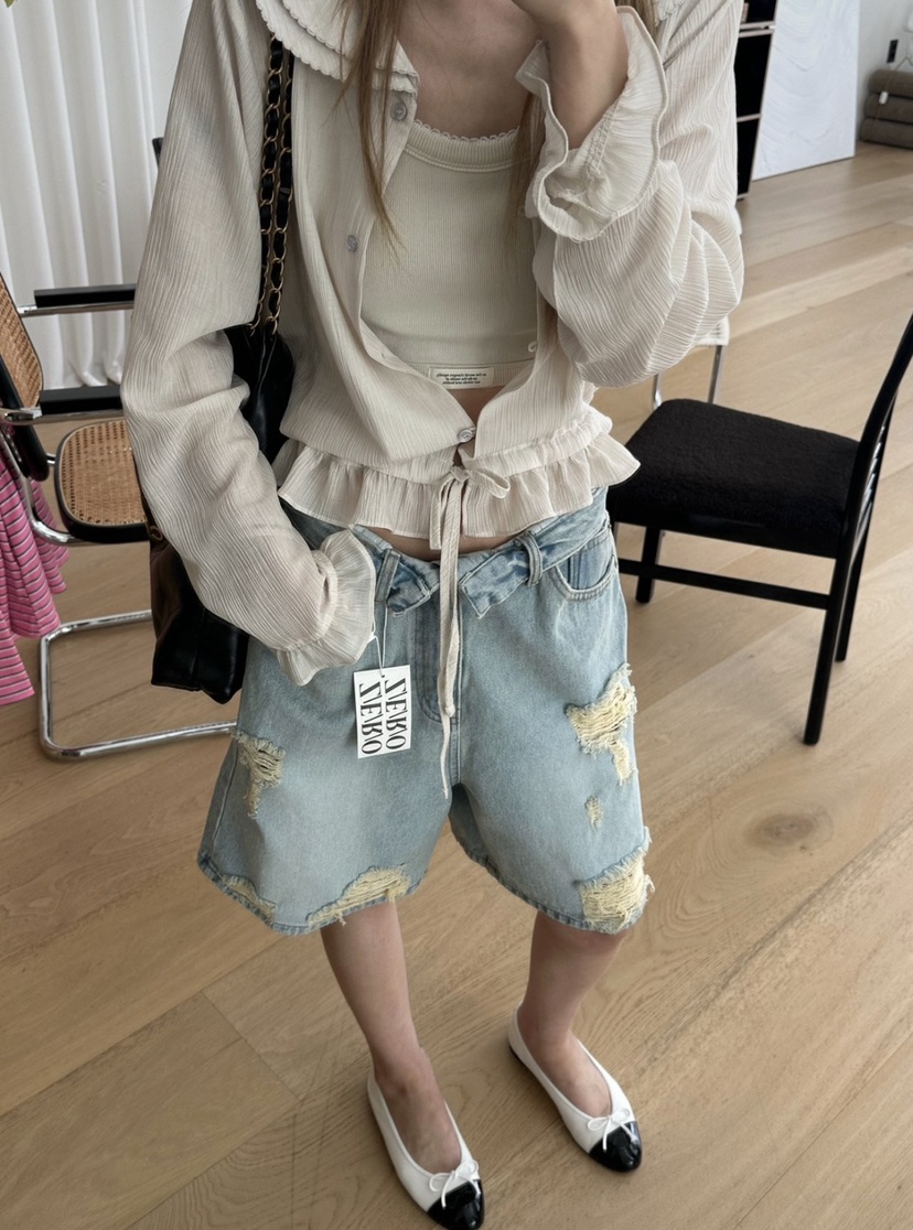 ZEROZERO韓國東大門代購女士新品休閑時尚熱賣26春夏短褲復古ZEROZERO短褲