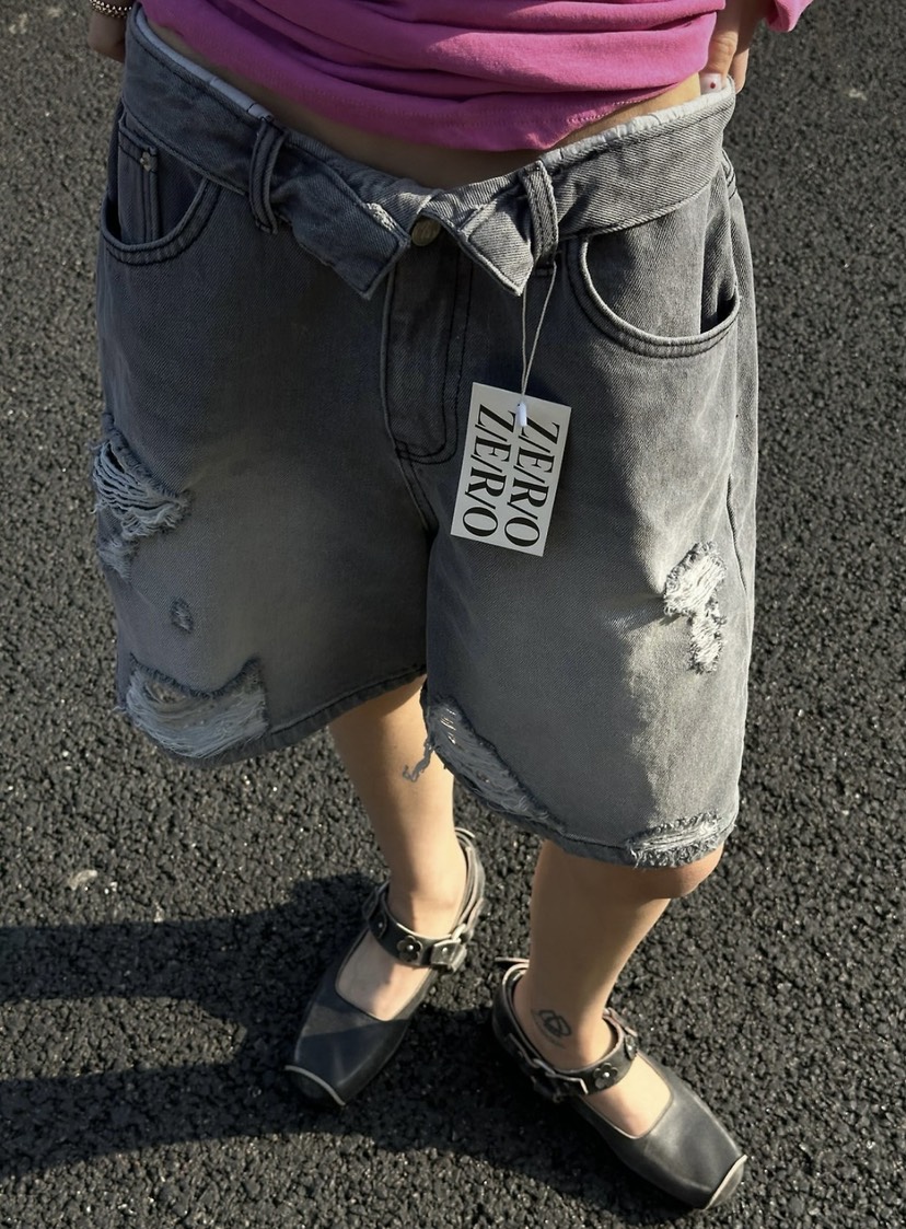 ZEROZERO韓國東大門代購女士新品休閑時尚熱賣26春夏短褲復古ZEROZERO短褲圖色1