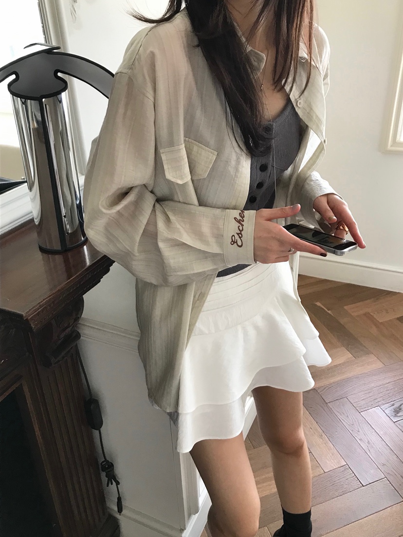 ESCHER韓國東大門代購女裝新品推薦熱賣休閑襯衫蕾絲衫刺繡ESCHER襯衫/蕾絲衫