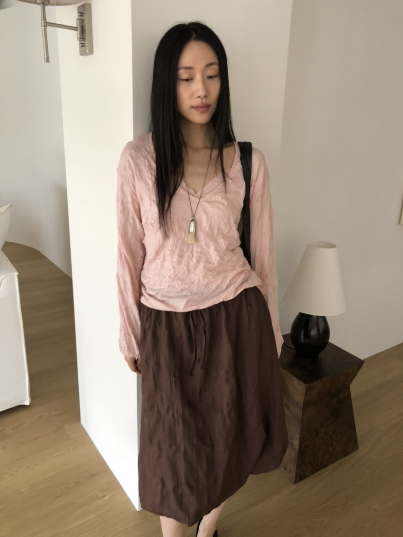 TORRE韓國直郵女士新品推薦休閑時尚人氣長袖T恤不含內搭V領TORRE長袖T恤