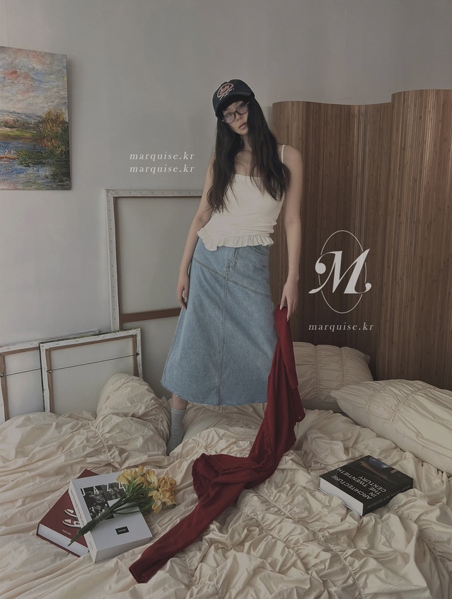 OURWAVE/OUR ROOM韓國代購女士新品時尚吊帶背心荷葉邊Our Wave/Our Room吊帶/背心