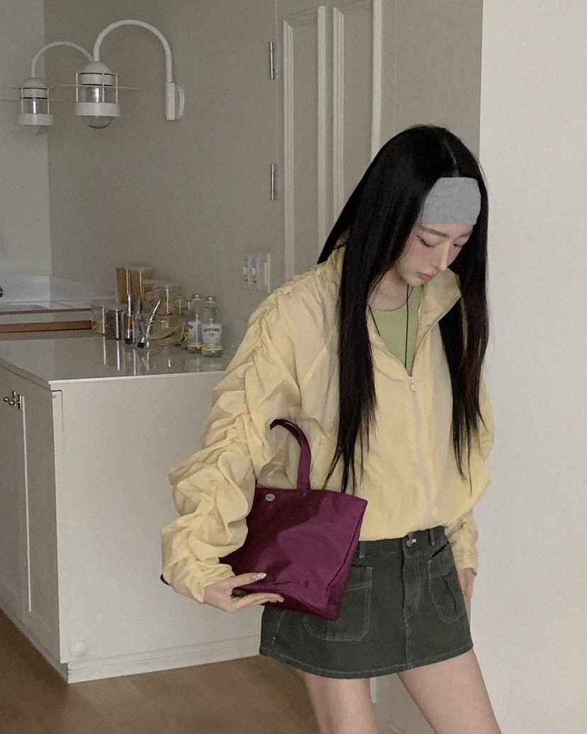 OURWAVE/OUR ROOM韓國東大門代購女裝新款休閑夾克尼龍褶皺Our Wave/Our Room夾克