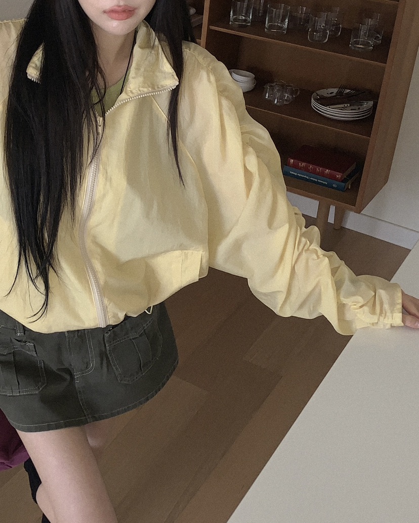 OURWAVE/OUR ROOM韓國東大門代購女裝新款休閑夾克尼龍褶皺Our Wave/Our Room夾克