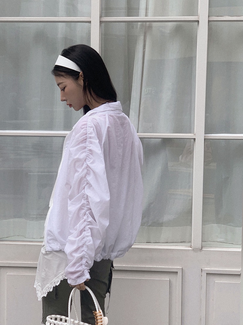 OURWAVE/OUR ROOM韓國東大門代購女裝新款休閑夾克尼龍褶皺Our Wave/Our Room夾克