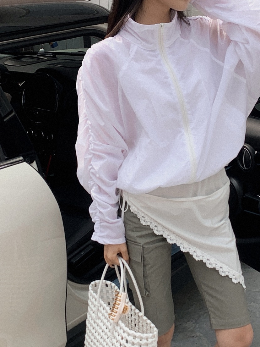 OURWAVE/OUR ROOM韓國東大門代購女裝新款休閑夾克尼龍褶皺Our Wave/Our Room夾克