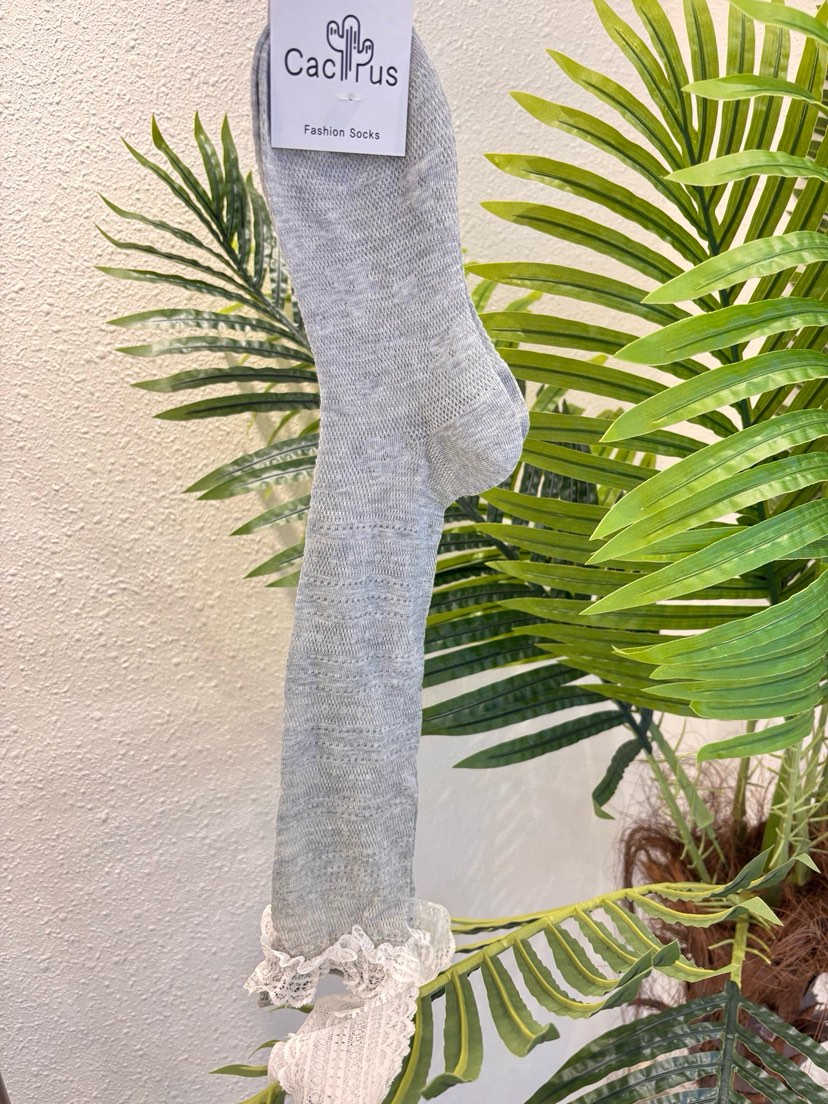 CACTUS-Q韓國直郵女裝新款推薦26春夏人氣時尚襪子蕾絲綁帶CACTUS十雙起/可混搭襪子圖色2