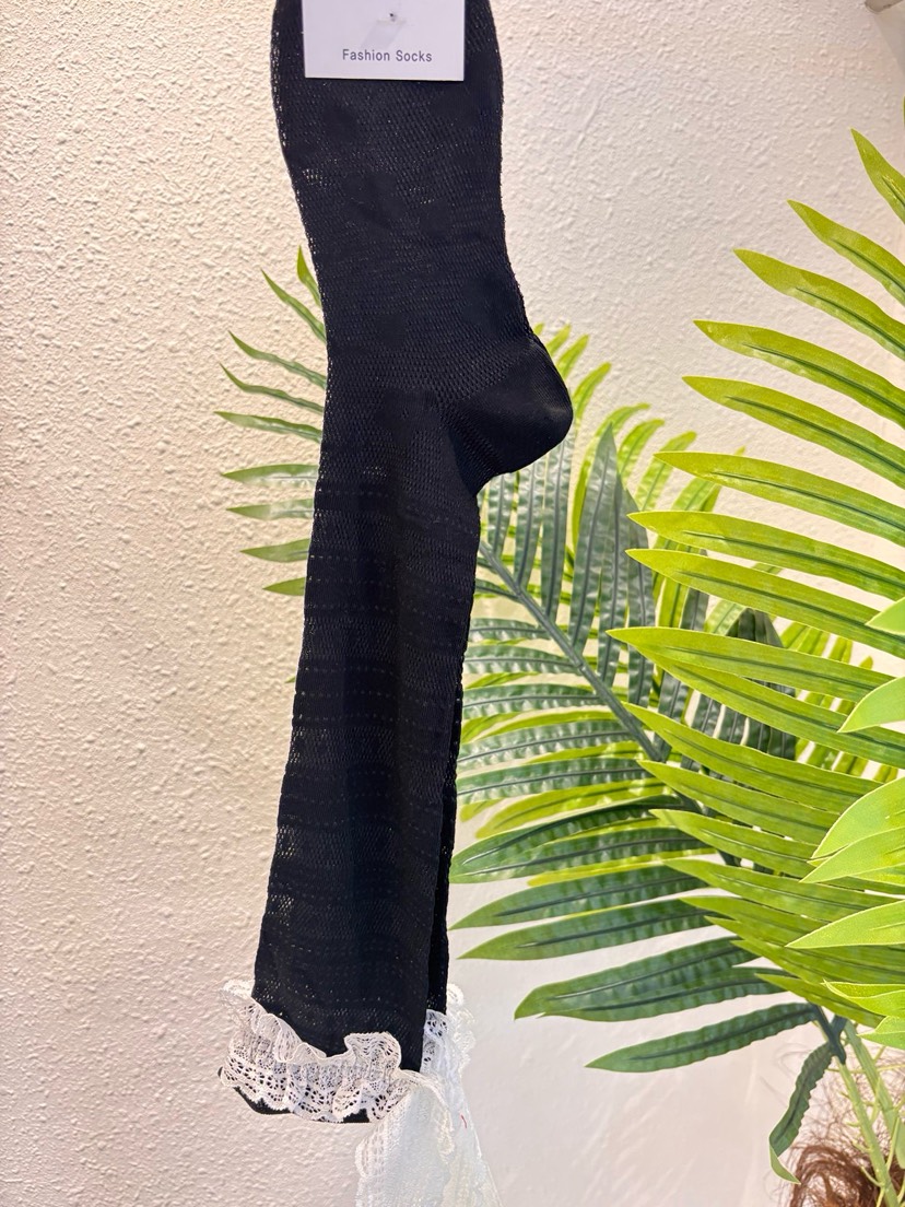 CACTUS-Q韓國直郵女裝新款推薦26春夏人氣時尚襪子蕾絲綁帶CACTUS十雙起/可混搭襪子圖色3