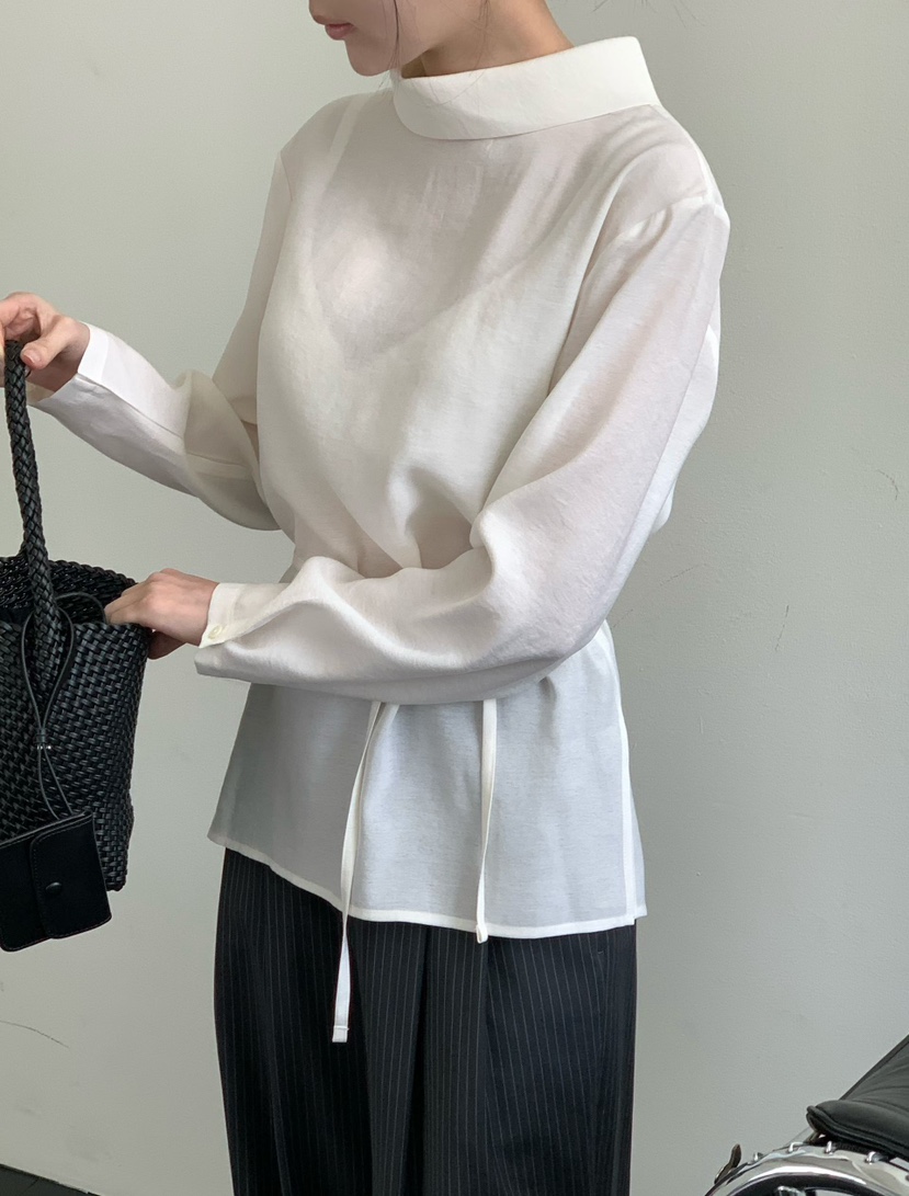 BINUS韓國直郵實拍女士新品人氣時尚襯衫蕾絲衫含腰繩圍巾BINUS襯衫/蕾絲衫