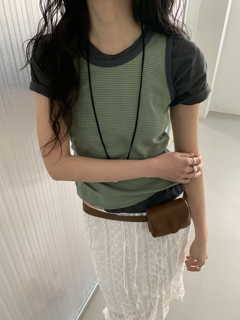 MURMUR韓國東大門代購女士新款時尚熱賣休閑吊帶背心撞色MURMUR吊帶/背心