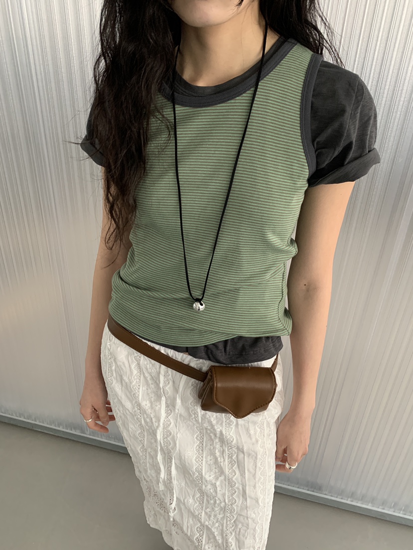 MURMUR韓國東大門代購女士新款時尚熱賣休閑吊帶背心撞色MURMUR吊帶/背心