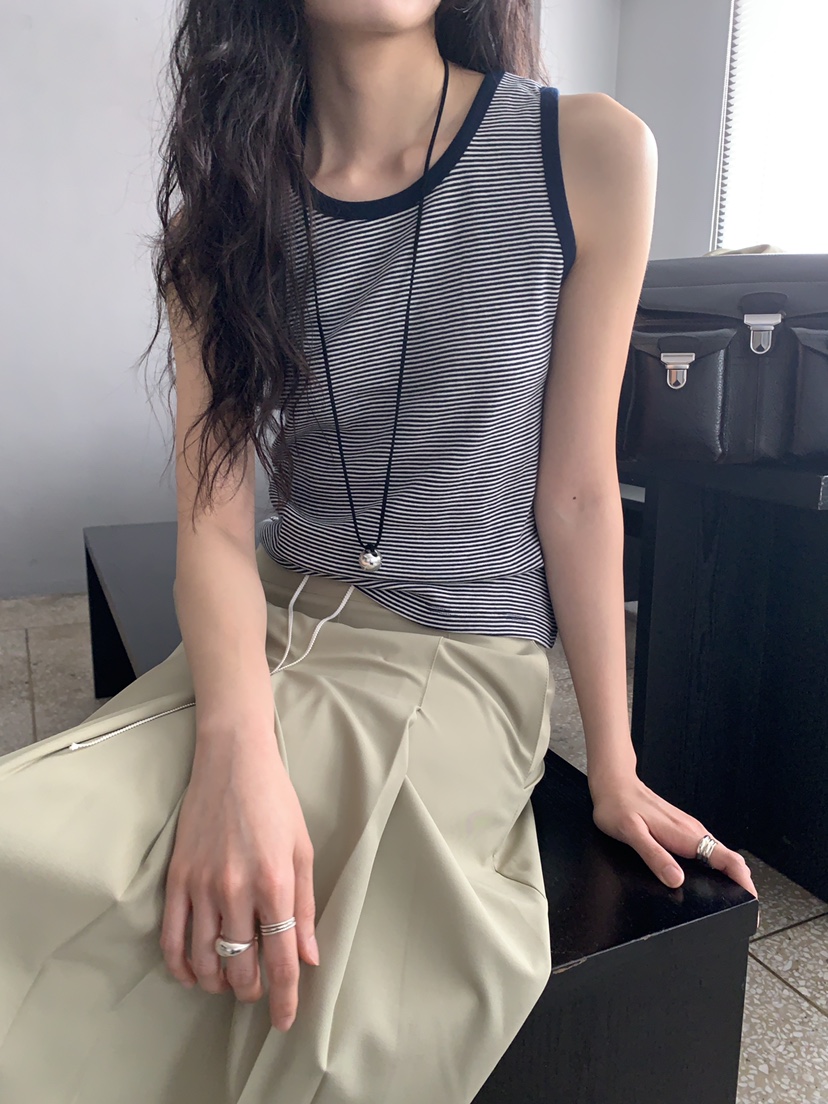 MURMUR韓國東大門代購女士新款時尚熱賣休閑吊帶背心撞色MURMUR吊帶/背心