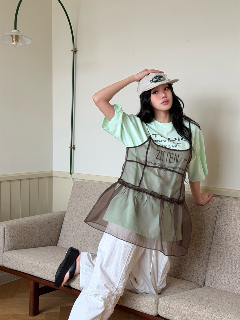 ZITTEN韓國東大門直郵女裝新款26春夏熱賣職業連衣裙歐根紗ZITTEN連衣裙