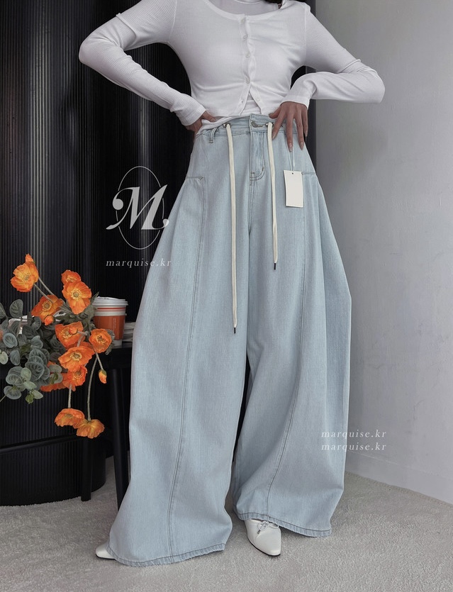 OURWAVE/OUR ROOM韓國代購女士新品職業熱賣牛仔褲闊腿褲Our Wave/Our Room牛仔褲