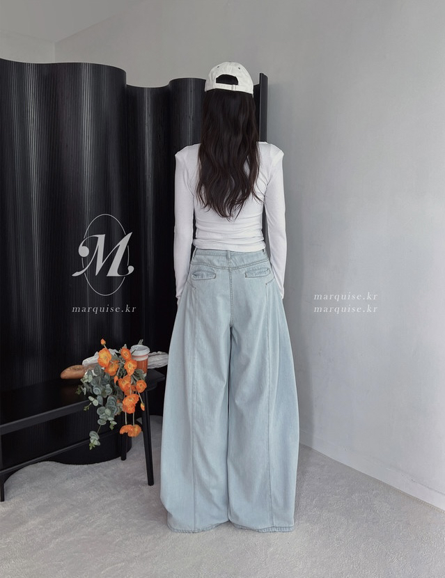 OURWAVE/OUR ROOM韓國代購女士新品職業熱賣牛仔褲闊腿褲Our Wave/Our Room牛仔褲