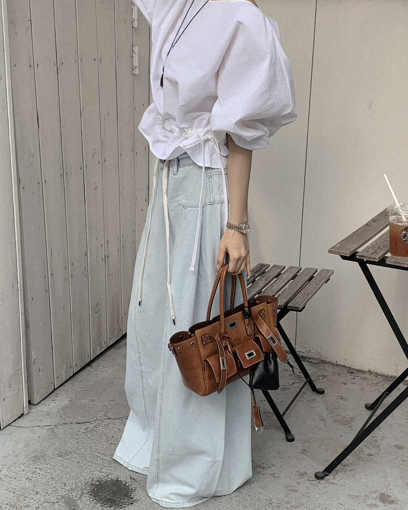 OURWAVE/OUR ROOM韓國代購女士新品職業熱賣牛仔褲闊腿褲Our Wave/Our Room牛仔褲