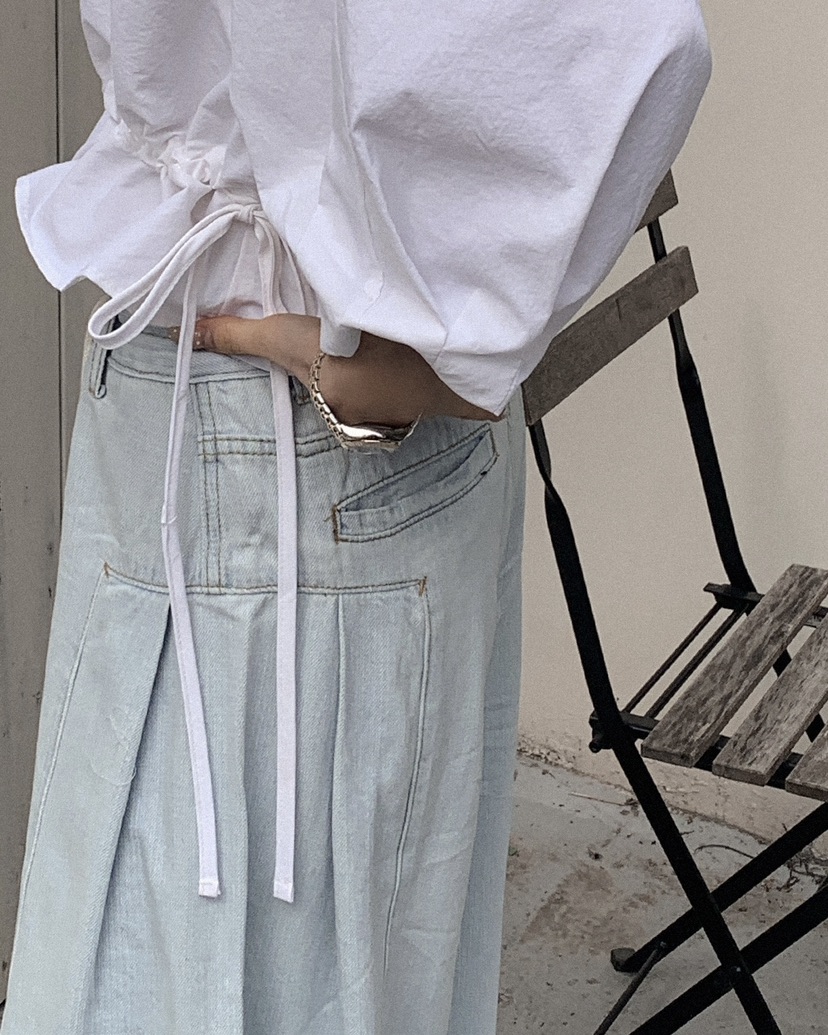 OURWAVE/OUR ROOM韓國代購女士新品職業熱賣牛仔褲闊腿褲Our Wave/Our Room牛仔褲