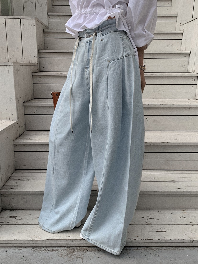 OURWAVE/OUR ROOM韓國代購女士新品職業熱賣牛仔褲闊腿褲Our Wave/Our Room牛仔褲