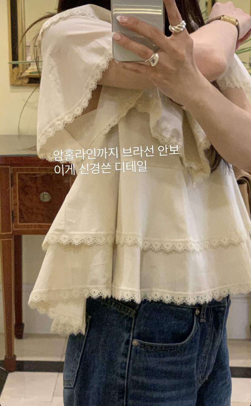 LA CREME韓國直郵實拍女士新品職業人氣26春夏襯衫蕾絲衫LA CREME襯衫/蕾絲衫